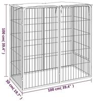 Hondenkennel 6 panelen 50 x 100 cm gepoedercoat staal zwart - thumbnail