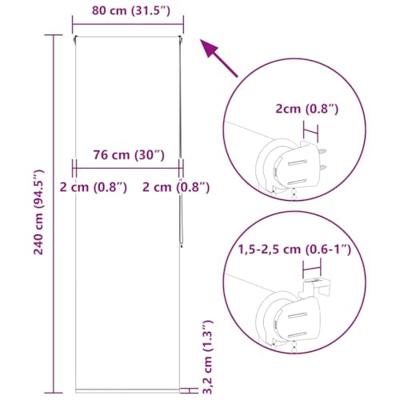 VidaXL Doucherolgordijn 80x240 cm stofbreedte 76 cm