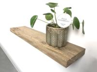 Zwevende wandplank oud eiken recht 80 x 20 cm - thumbnail