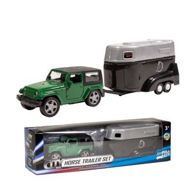 City Die-Cast Jeep met Paardentrailer Groen/Zwart City Die-Cast Jeep met Paardentrailer Groen/Zwart