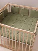 Effen stootrand van katoengaas olijf - thumbnail