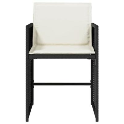 Tuinstoelen 4 st met kussens poly rattan zwart - thumbnail