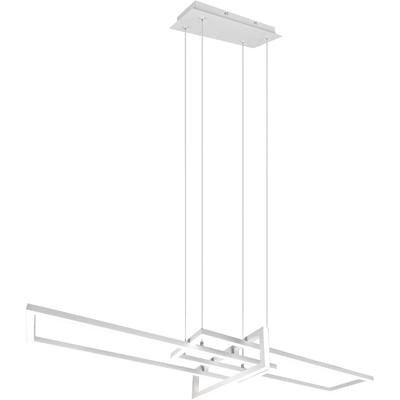 LED Hanglamp - Trion Salana - 34W - Warm Wit 3000K - Dimbaar - Rechthoek - Mat Wit - Aluminium