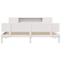 Bed met boekenkast zonder matras grenenhout wit 200x200 cm - thumbnail