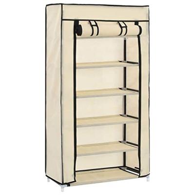 VidaXL Schoenenkast met hoes 58x28x106 cm stof crème