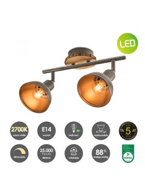 Home sweet home LED opbouwspot Denver 2L - hout