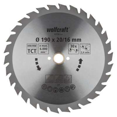 Wolfcraft Handcirkelzaagblad | HM | 30 Zähne | Ø190mm | 1 stuk - 6376000
