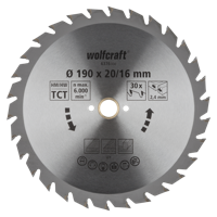 Wolfcraft Handcirkelzaagblad | HM | 30 Zähne | Ø190mm | 1 stuk - 6376000 - thumbnail