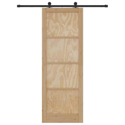 Schuifdeurset Naturel en zwart 83 x 232 cm