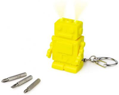 Balvi sleutelhanger Robot 5,6 cm RVS geel 4 delig Balvi sleutelhanger Robot 5,6 cm RVS geel 4 delig