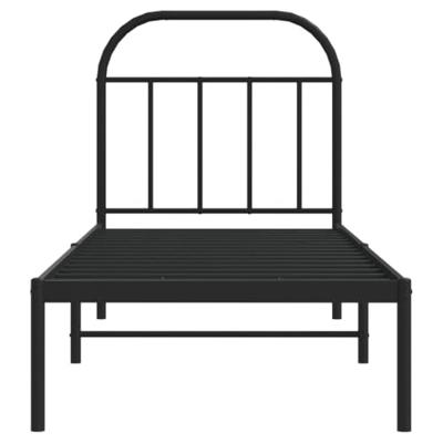 Bedframe met hoofdbord metaal zwart 75x190 cm