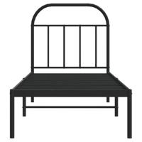 Bedframe met hoofdbord metaal zwart 75x190 cm - thumbnail