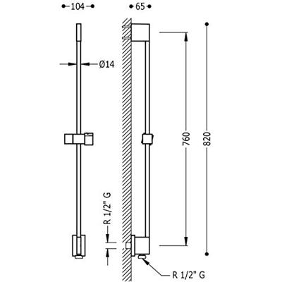 Tres Selection glijstang 76 cm met watertoevoer vierkant zwart mat
