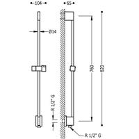 Glijstang Tres 76 cm met Waterinlaat Mat Zwart Tres - thumbnail