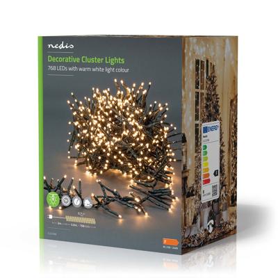 Nedis CLCS768 Decoratieve Verlichting Cluster 768 Led's Warm Wit 5.60 M Licht Effecten: 7 Binnen & Buiten Netvoeding