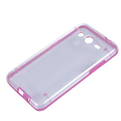lichtgevend Frame Transparant Back Shell Plastic hoesje voor Samsung Galaxy Core 2 / G355H(hard roze)