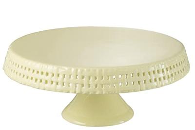 J-Line bord Cake bord - taartplateau - keramiek - lichtgeel - large