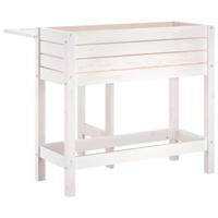 VidaXL Plantenbak met inklapbaar tafelblad massief grenenhout wit - thumbnail
