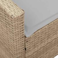 Tuinbank met kussens poly rattan beige - thumbnail