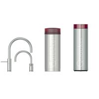 Quooker Nordic Round Twintaps kokendwaterkraan - draaibare uitloop - Combi incl. Cube reservoir - Warm / kokend water - RVS 3NRRVSTT-CUBE - thumbnail