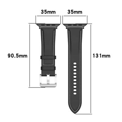 By Qubix - Luxe leren bandje - Zwart - Compatible met Apple Watch 44mm / 45mm / 46mm / 49mm - Compatible Apple watch bandjes