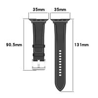 By Qubix - Luxe leren bandje - Zwart - Compatible met Apple Watch 44mm / 45mm / 46mm / 49mm - Compatible Apple watch bandjes - thumbnail