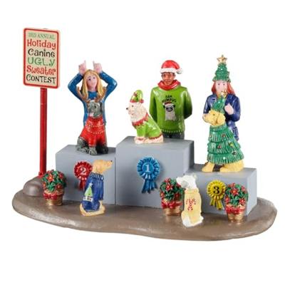 Lemax canine holiday sweater contest kerstdorp tafereel Caddington Village 2021