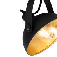 QAZQA Industriële plafondlamp zwart met goud 2-lichts verstelbaar - - thumbnail