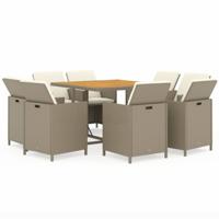 9-delige Tuinset met kussens poly rattan beige - thumbnail