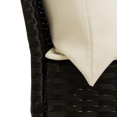 Tuinbank met kussens poly rattan zwart