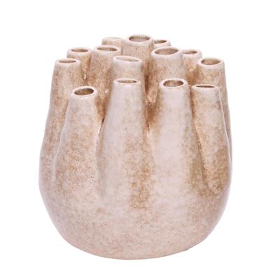 Tuitvaas Tulp keramiek 23cm Creme-bruin
