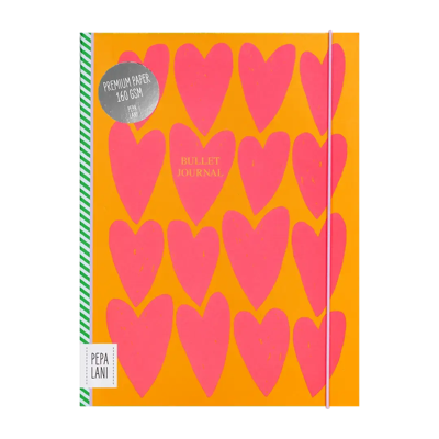 Pepa Lani Bullet Journal PRO Flower Pink Orange Fancy Hearts Pepa Lani Bullet Journal PRO Flower Pink Orange Fancy Hearts