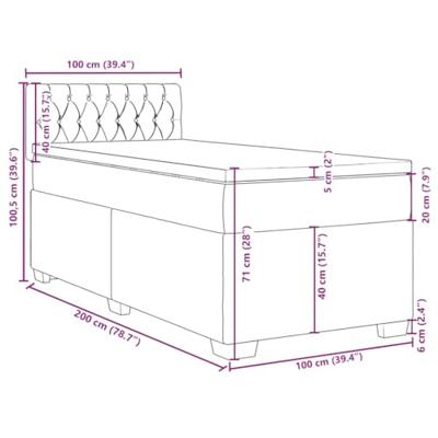 Boxspring met matras stof taupe 100x200 cm