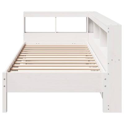 Bed met boekenkast zonder matras grenenhout wit 150x200 cm - thumbnail