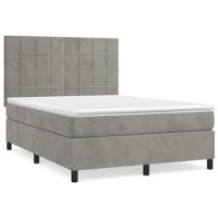 Boxspring met matras fluweel lichtgrijs 140x200 cm - thumbnail