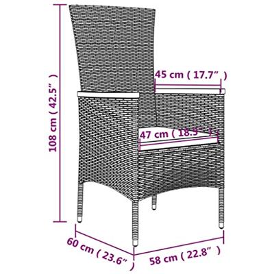 Tuinstoelen 2 st met kussens poly rattan grijs - thumbnail