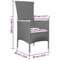 Tuinstoelen 2 st met kussens poly rattan grijs - thumbnail