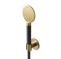 Handdouche Hotbath Cobber Met Doucheslang En Wandsteun Aansluiting Geborsteld Messing PVD - thumbnail