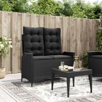 Tuinbankje verstelbaar met kussens poly rattan zwart - thumbnail