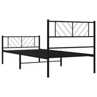 Bedframe met hoofd- en voeteneinde metaal zwart 107x203 cm - thumbnail