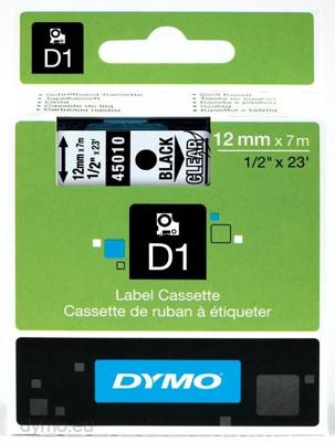 Dymo D1 tape 12 mm, zwart op transparant
