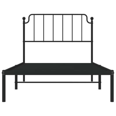 Bedframe met hoofdbord metaal zwart 100x200 cm