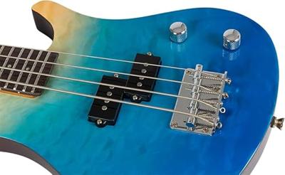 Flight Rock Series Mini Bass Ukulele Transparent Blue solid body elektrische bas-ukelele met deluxe gigbag