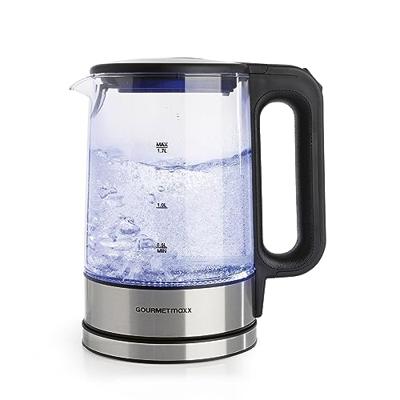 GourmetMaxx GOURMETmaxx Glas-Wasserkocher LED 1,7l 2200W Edelstahl/schwarz kabellos Waterkoker Kabelgebonden Aantal/Volume: 1.7 l Zwart/RVS, Glas GourmetMaxx GOURMETmaxx Glas-Wasserkocher LED 1,7l 2200W Edelstahl/schwarz kabellos Waterkoker Kabelgebonden Aantal/Volume: 1.7 l Zwart/RVS, Glas