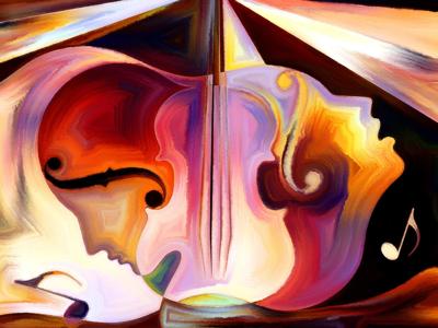 Poster - Abstracte Muziek, multikleur, 2 maten, verpakt in stevige kartonnen rolkoker