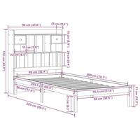 Bed met boekenkast zonder matras massief grenenhout 90x200 cm - thumbnail