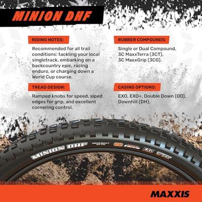Maxxis minion dhf front wt 27.5x2.50" tr exo dual 60 folding