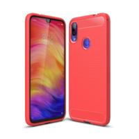 Geborsteld textuur koolstofvezel TPU Case voor Xiaomi Redmi Note 7/Redmi Note 7 Pro (rood) - thumbnail