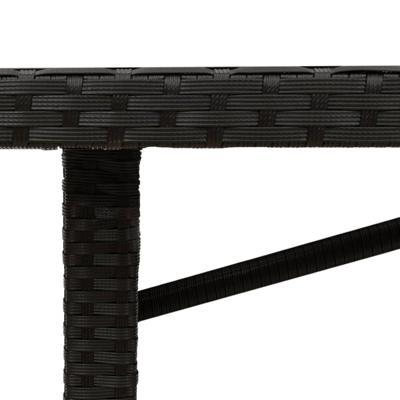 Tuintafel met glazen blad 190x80x75 cm poly rattan zwart - thumbnail