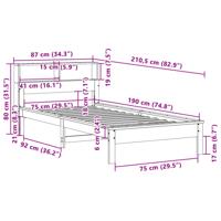 Bedframe zonder matras massief grenenhout wit 140x190 cm - thumbnail